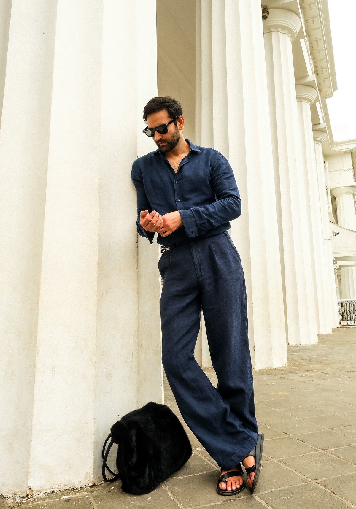 Navy Blue Linen Co-ord Set