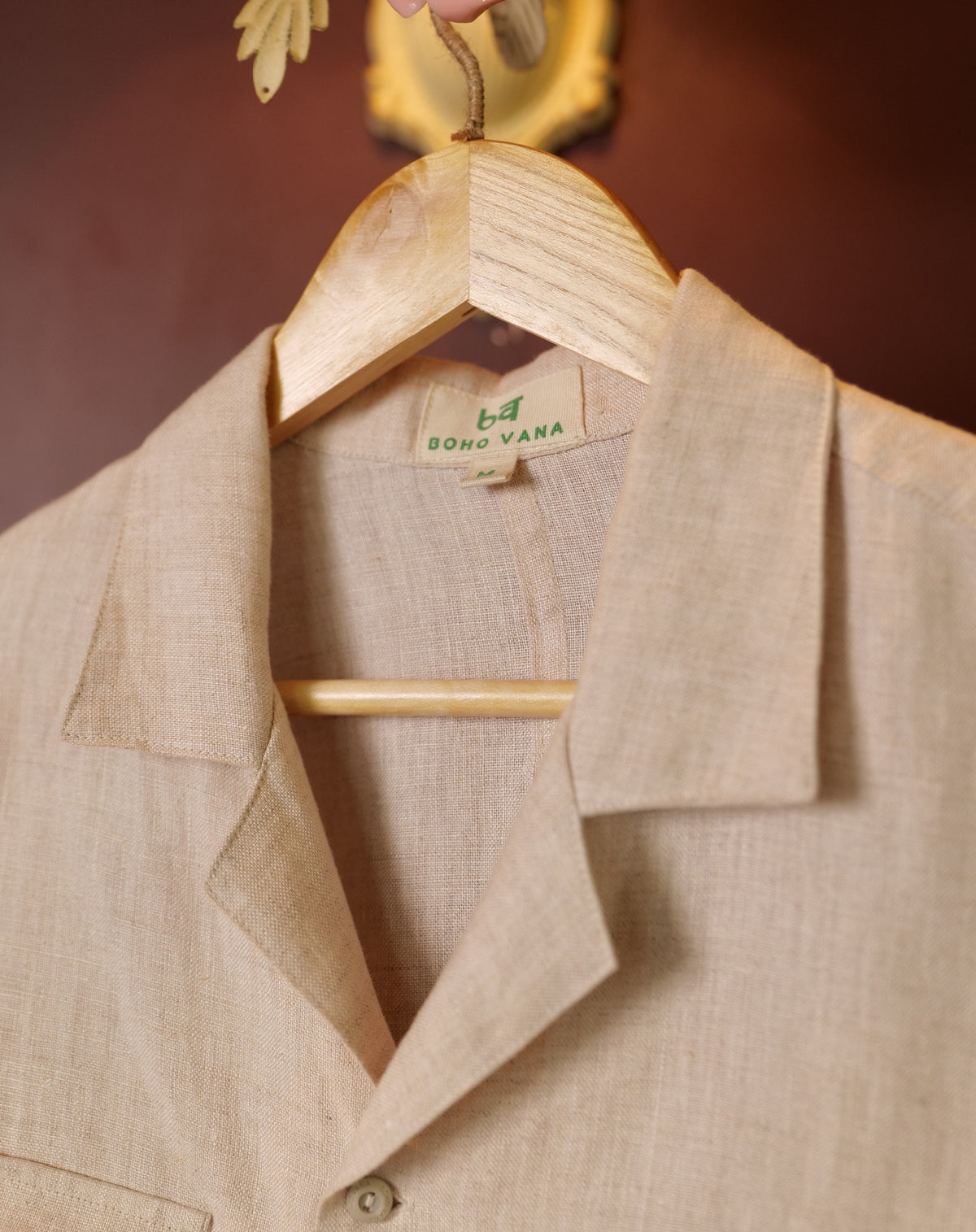 Natural Beige Double Pocket Easy Fit LS Shirt