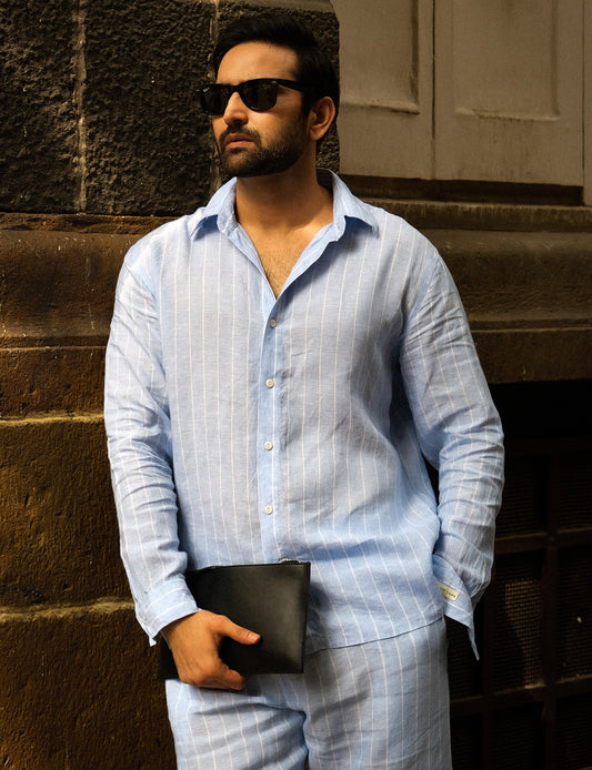 Light Blue Stripe Easy Fit LS Shirt