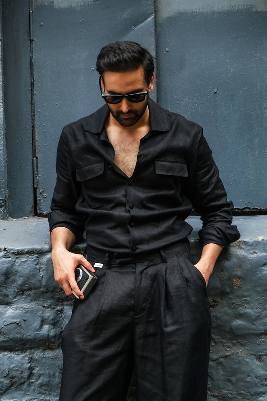 Black linen Shacket