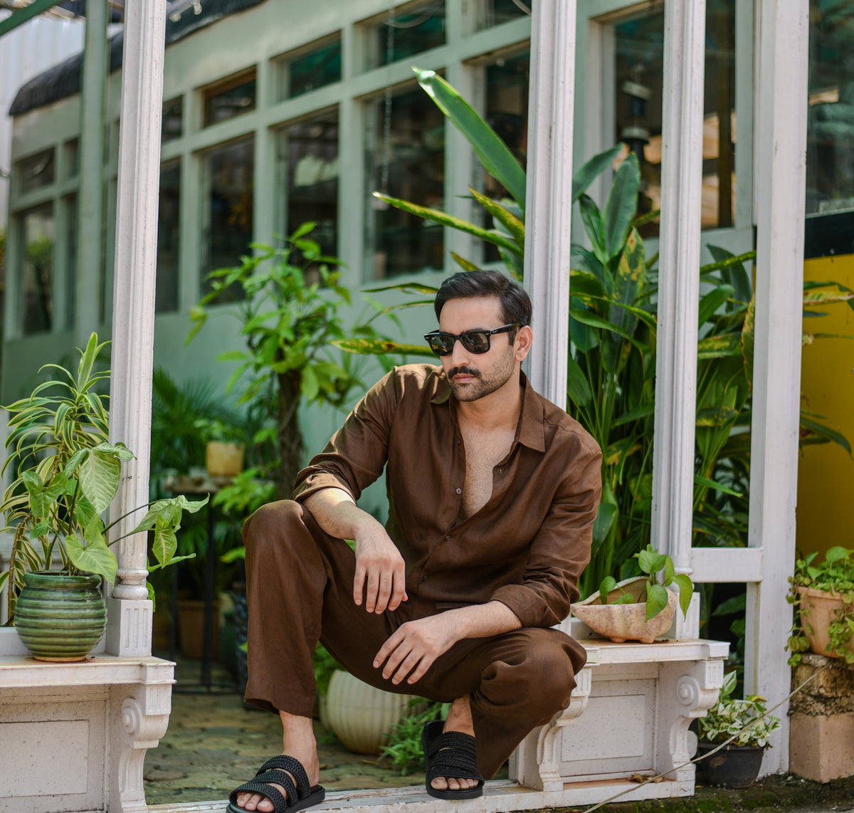Chocolate Brown Linen coord set