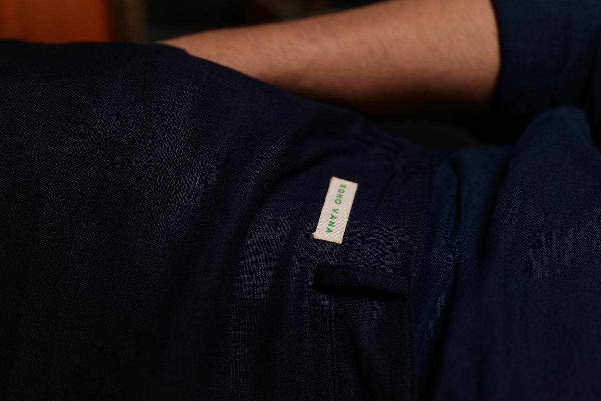 Black linen Relaxed Straight Pant